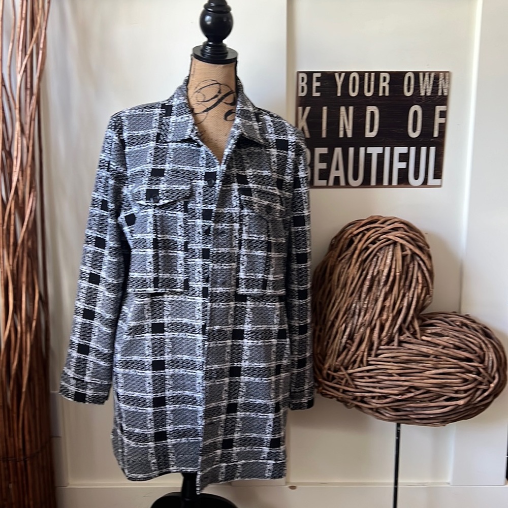 Stella Luce Black And White Plaid Shacket